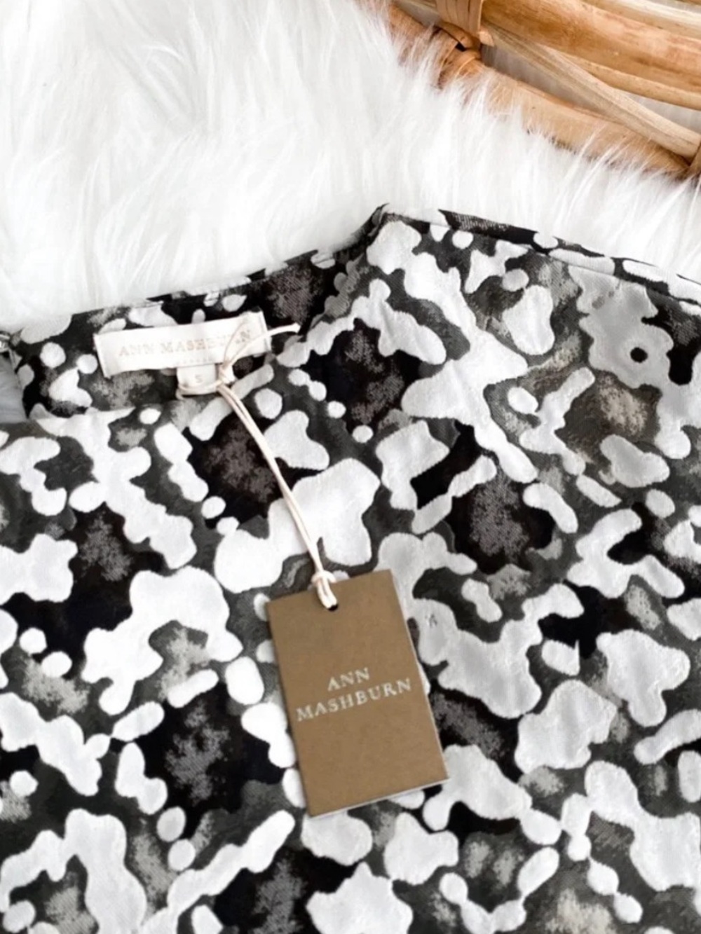 Ann Mashburn Suri Jacquard Dress Green White Multi Abstract NWT Size Small $398 - Picture 5 of 6